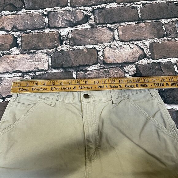 Vintage Carhartt Carpenter Canvas Shorts 34 Skater Workwear B144 Tan Khaki - Picture 8 of 14